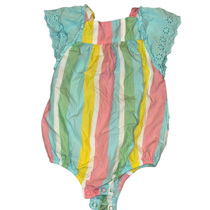 Matilda Jane Giggle Time Bubble Baby 12-18 M Striped Baby Romper Eyelet Trim